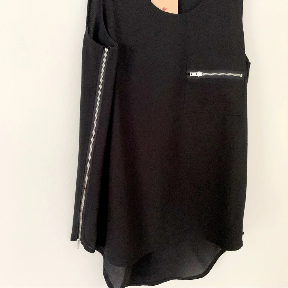 | madison black zipper side sleeveless blouse | - Picture 4 of 10